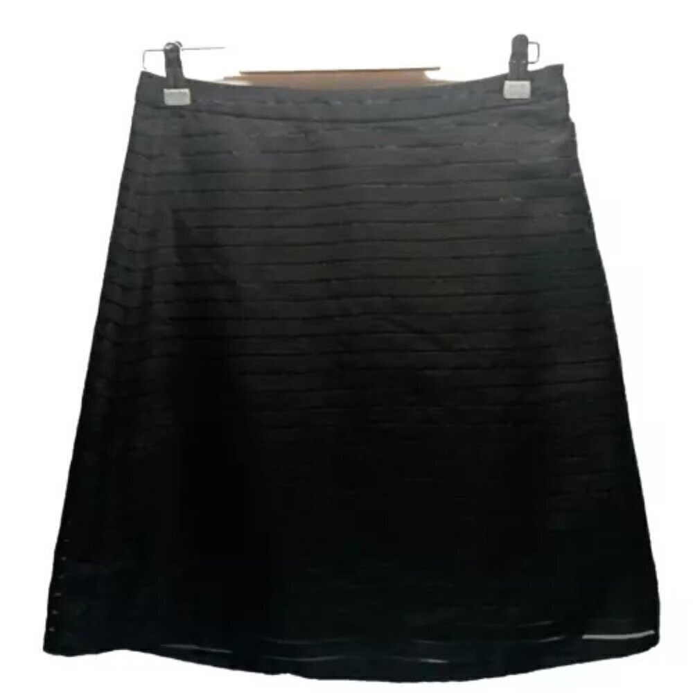 Banana Republic Ladies Size‎ 6 Side Zip Black Striped Lined Pencil Skirt EUC
